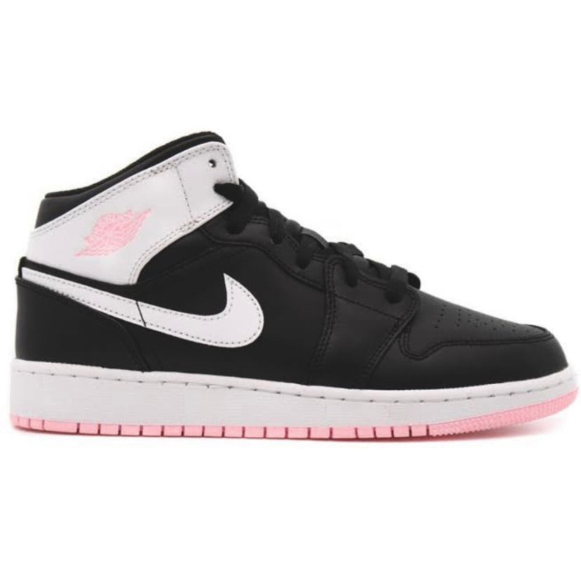 Air Jordan 1 Mid GS Sneakers for Women - Arctic Pink & Black Basketball Shoes | Perfect for Casual Wear, Street Fashion & Court Performance