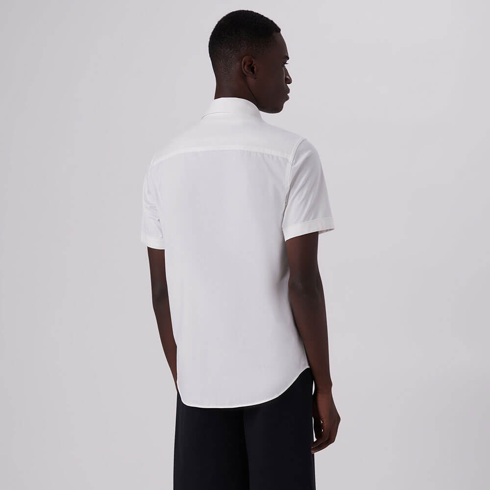 Bugatchi Ooohcotton Miles Men's Short Sleeve Sport Shirt - Breathable White Casual Button Down Shirt for Golf, Travel & Summer Outfits