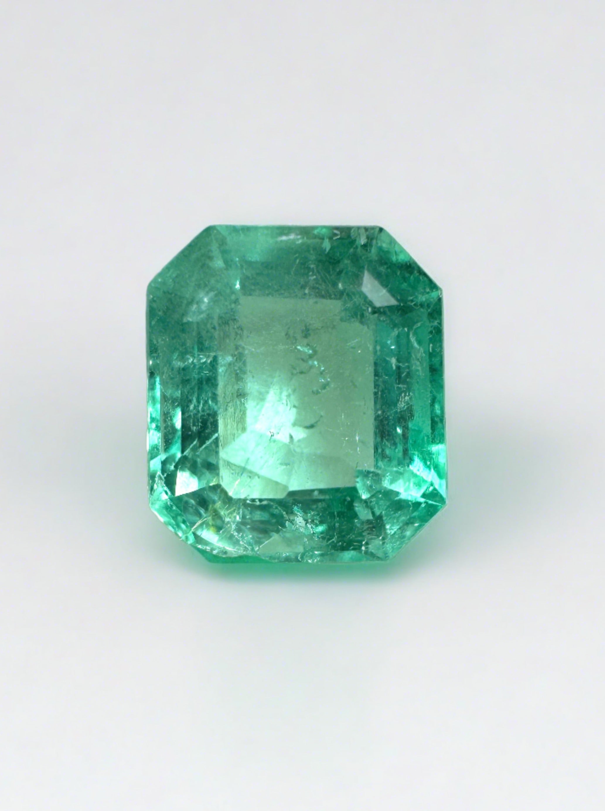 1.60 Carat 7.5x6.5mm Pastel Light Green Loose Colombian Emerald Gemstone - Emerald Cut for Jewelry Making, Engagement Rings & Fine Collections