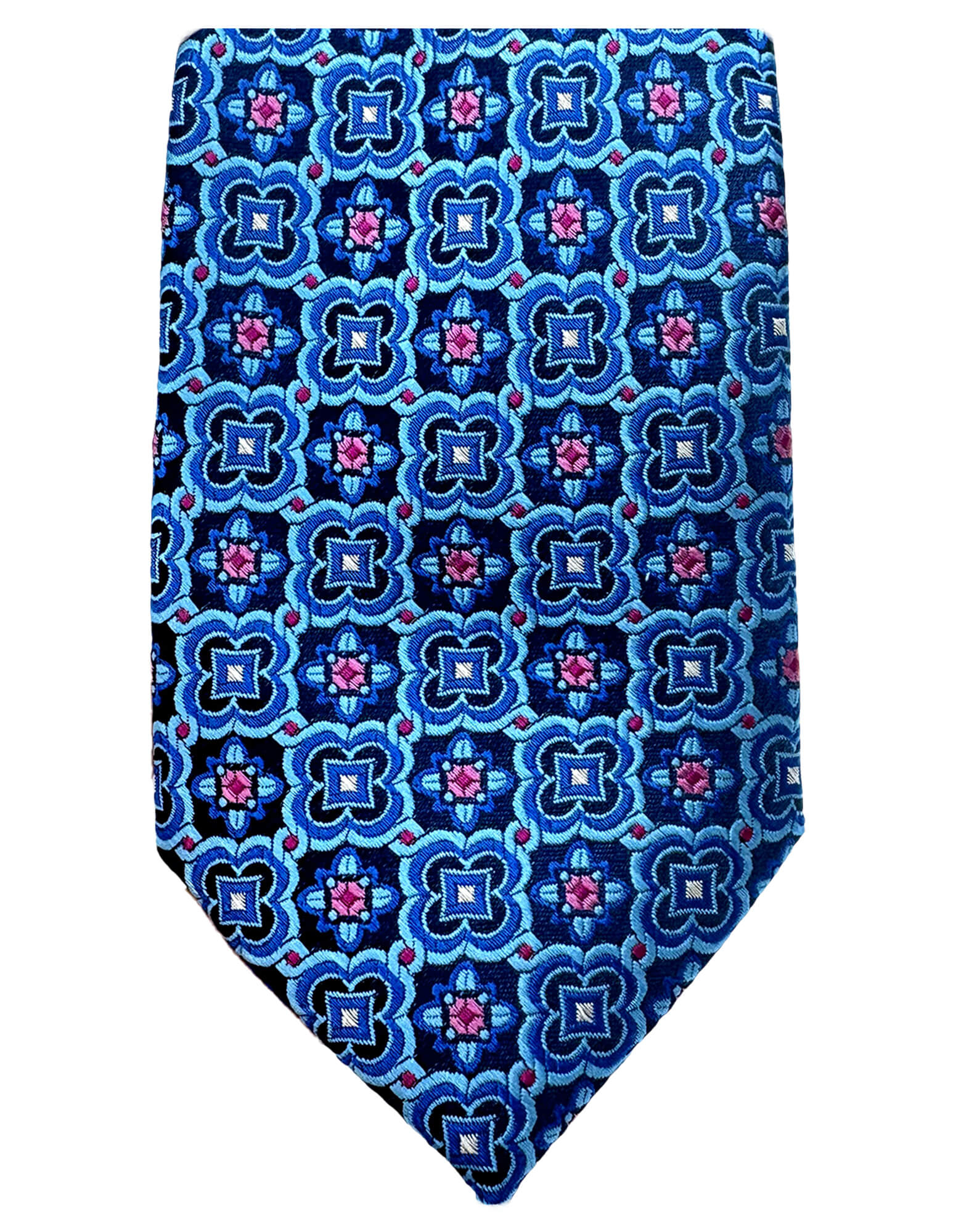 DÉCLIC Asher Blue Patterned Tie for Men - Stylish Formal Necktie for Weddings, Business & Office Wear