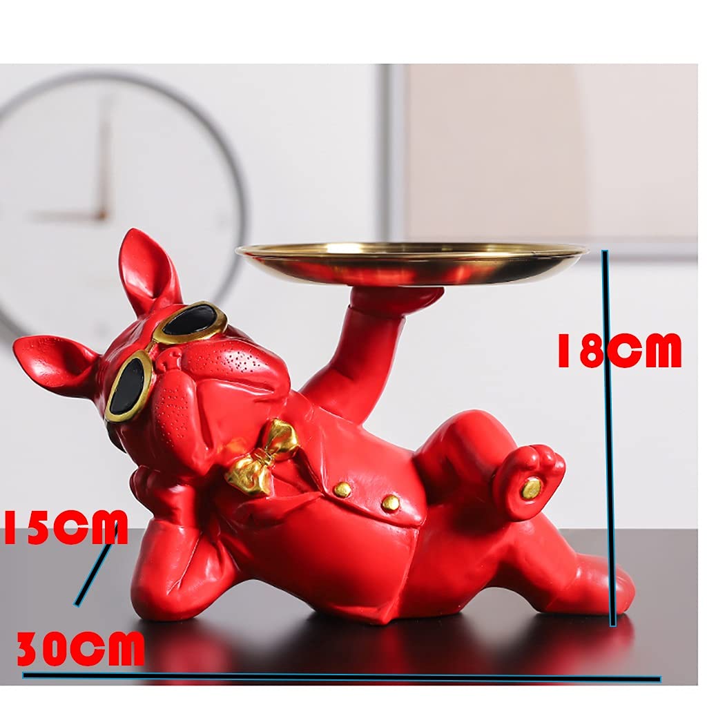 Stainless Steel Bulldog Holding Storage Tray - Key Candy Towel Dish Plate Organizer for Jewelry, Cosmetics, Tea & Fruit | Perfect for Bathroom, Kitchen & Vanity (Black)