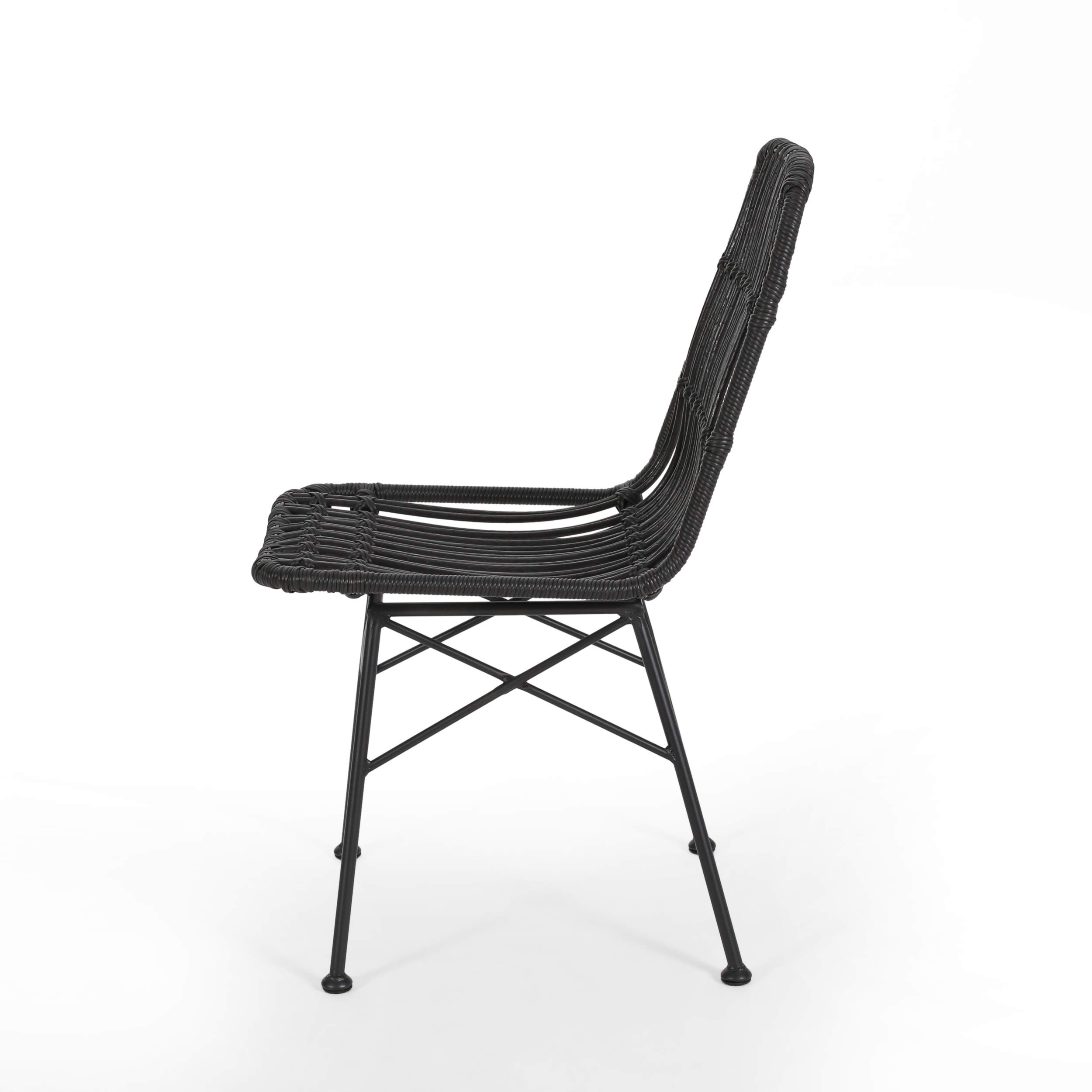 GDFStudio Indoor Wicker Dining Chairs Set of 2 - Gray and Black Rattan Chairs for Kitchen, Dining Room, Patio, or Breakfast Nook - Comfortable & Stylish Seating Furniture