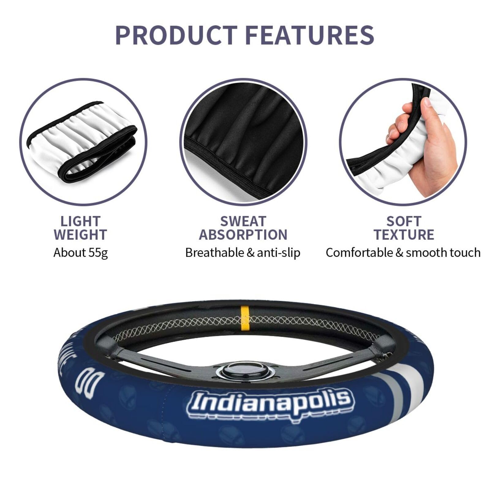 Custom Football Car Steering Wheel Cover - Anti-Slip & Sweat Absorption for Sedans, SUVs & Trucks - Perfect for Sports Fans