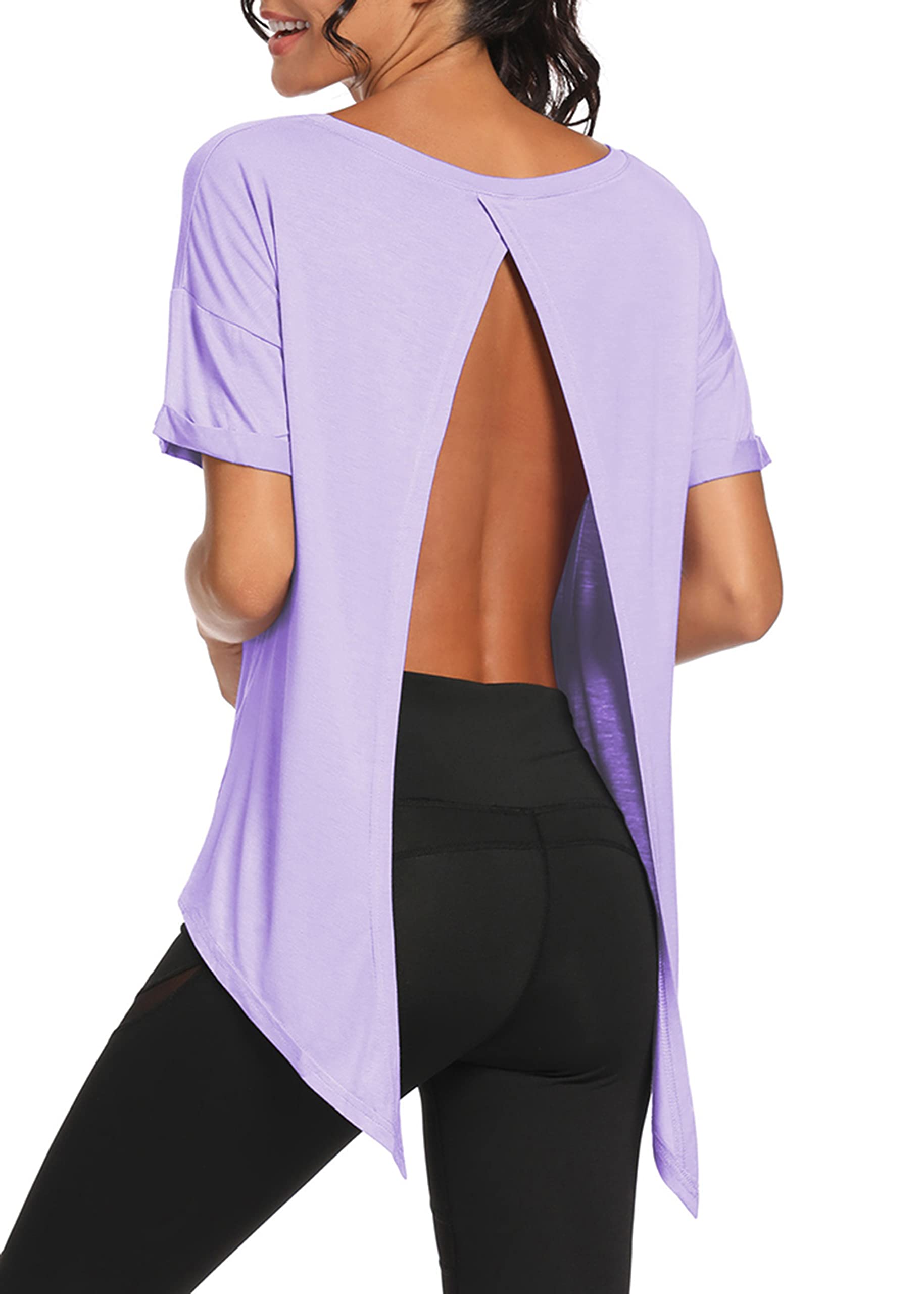 Bestisun Women's Open Back Workout Tops - Gym Athletic Muscle Tank Shirts with Tie Back Design | Perfect for Yoga, Running & Fitness Training