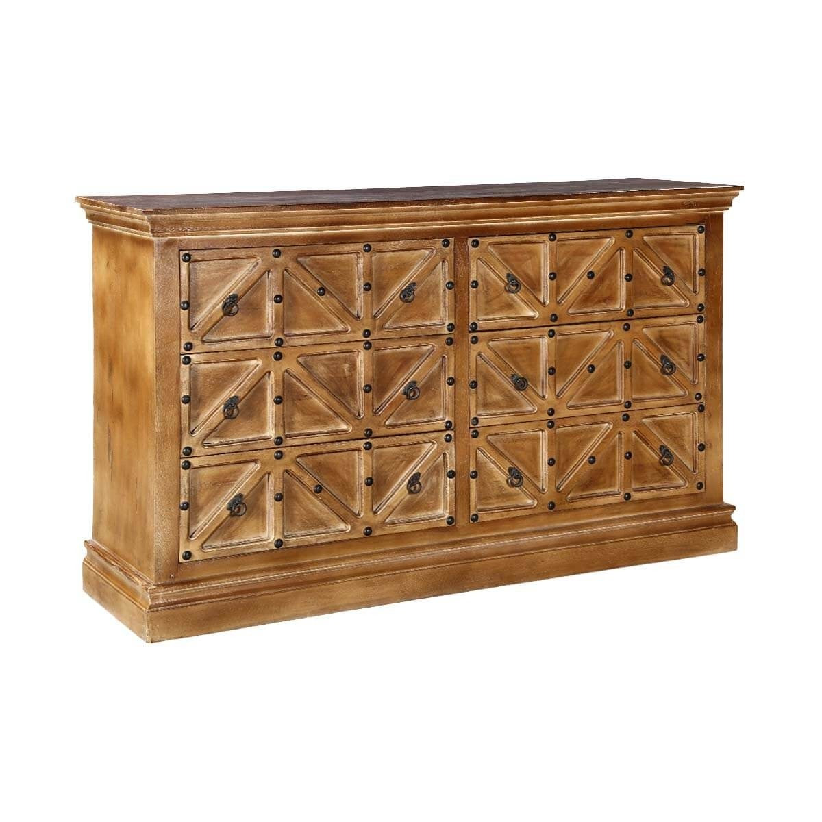 Cromer Farmhouse Rustic Solid Wood 6-Drawer Double Dresser - Vintage Bedroom Storage Furniture for Master Bedroom & Guest Room Organization