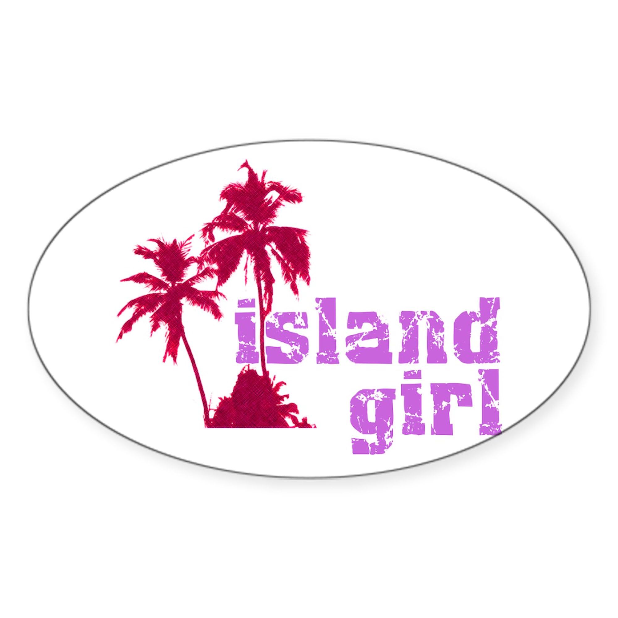 Island Girl Oval Car Bumper Sticker - Waterproof Vinyl Decal for Cars, Trucks, Laptops - Perfect for Beach Lovers & Tropical Decor
