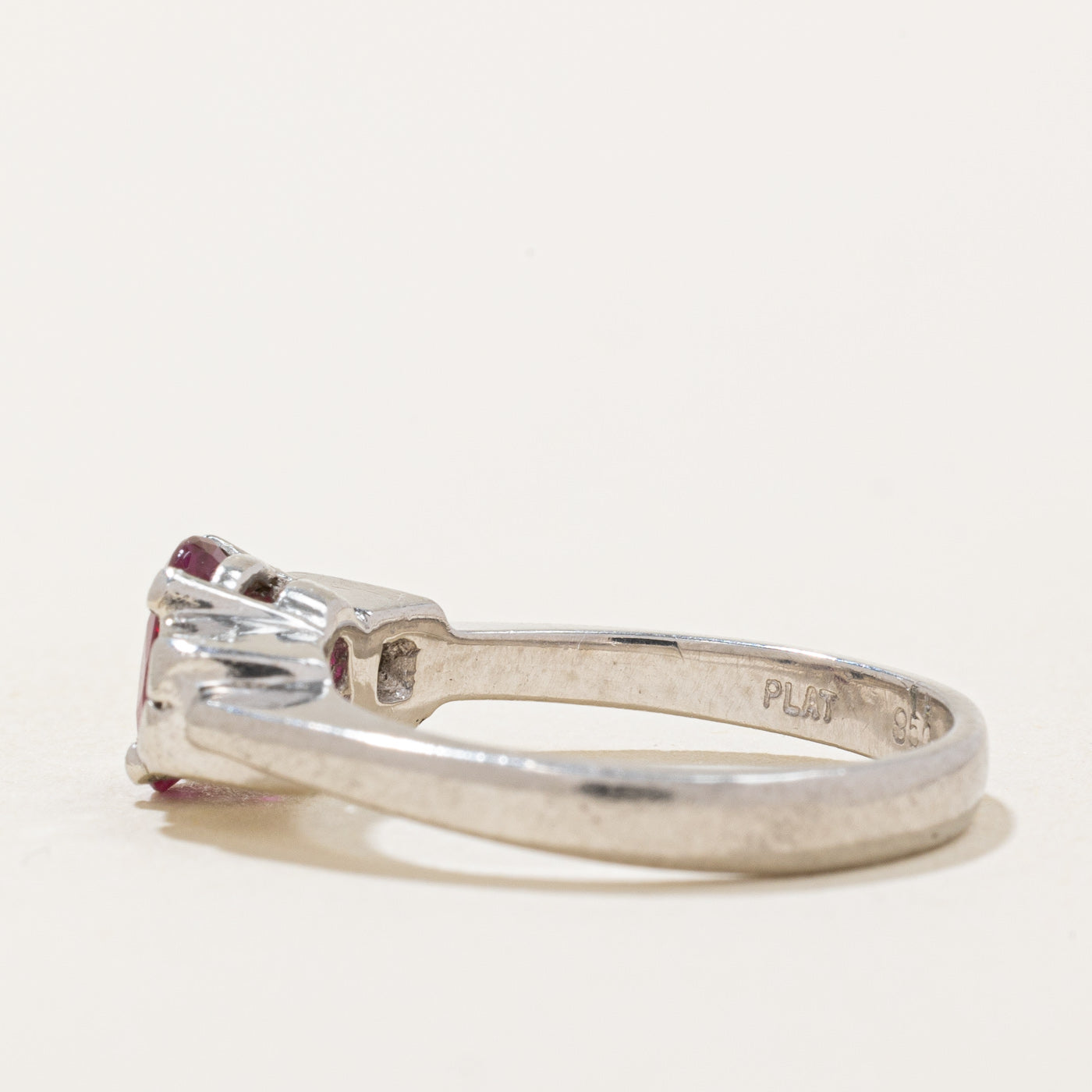 Exquisite Ruby & Diamond Three Stone Ring | 0.65ct Ruby & 0.10ctw Diamonds | Size 6 | Perfect for Anniversary, Engagement & Special Occasions