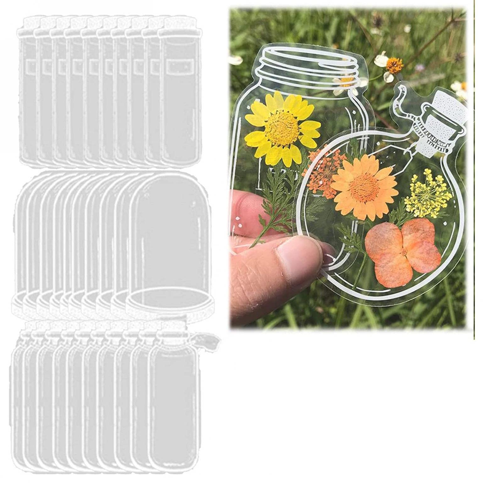 30Pcs Handmade Dried Flower Bookmarks - DIY Transparent Floral Bookmarks for Books, Journals & Gifts - Elegant Glass Flower Page Clips & Stickers for Reading, Scrapbooking & Home Decor