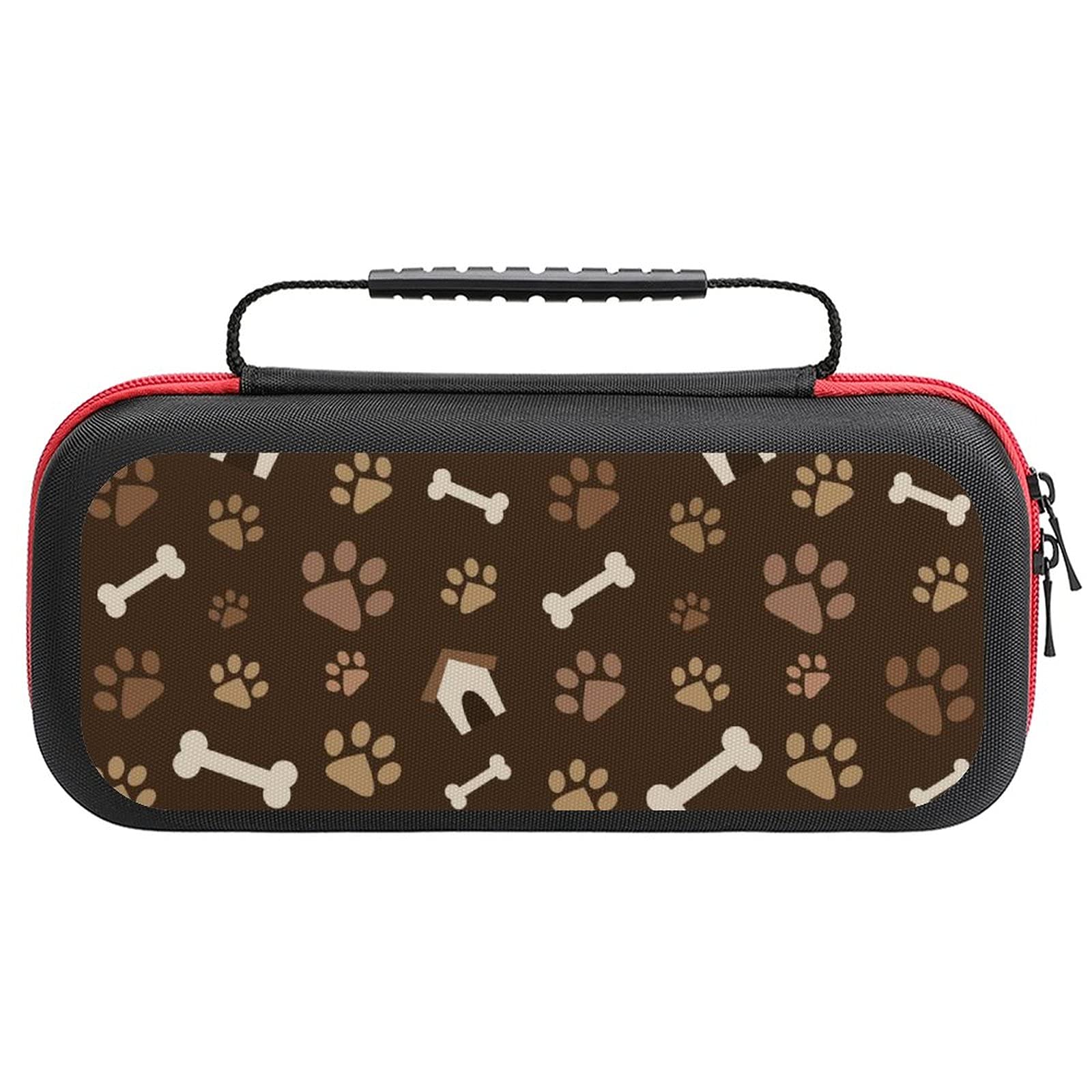 Nintendo Switch Lite Carrying Case with Footprints & Bones Print - Portable Travel Storage Bag for Switch Lite & Accessories - Perfect for Gaming On-The-Go & Travel Protection
