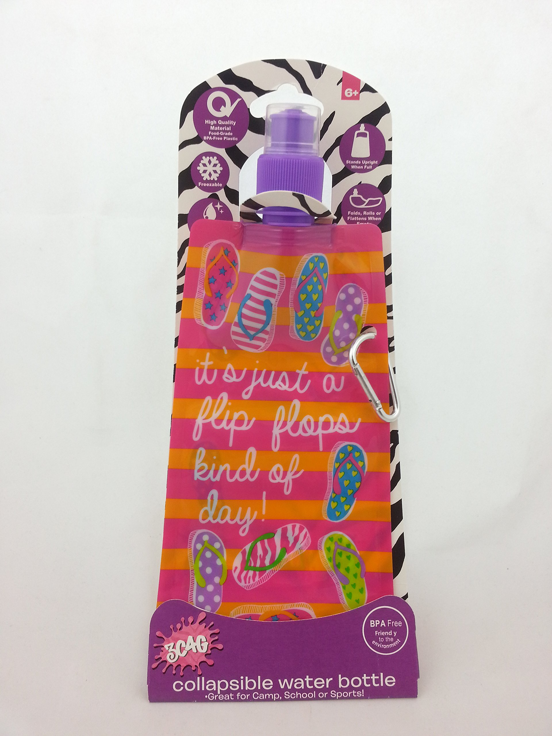 Three Cheers for Girls 3C4G Flip Flop Water Bottle - Insulated Stainless Steel Tumbler with Straw & Lid - Perfect for School, Beach, Sports & Outdoor Activities