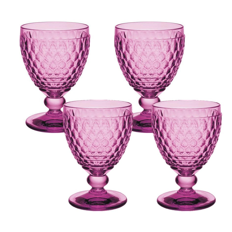 Boston Berry Water Goblet Set of 4 - Elegant Glass Cups for Juice, Iced Tea & Cocktails - Perfect for Parties, Weddings & Home Dining