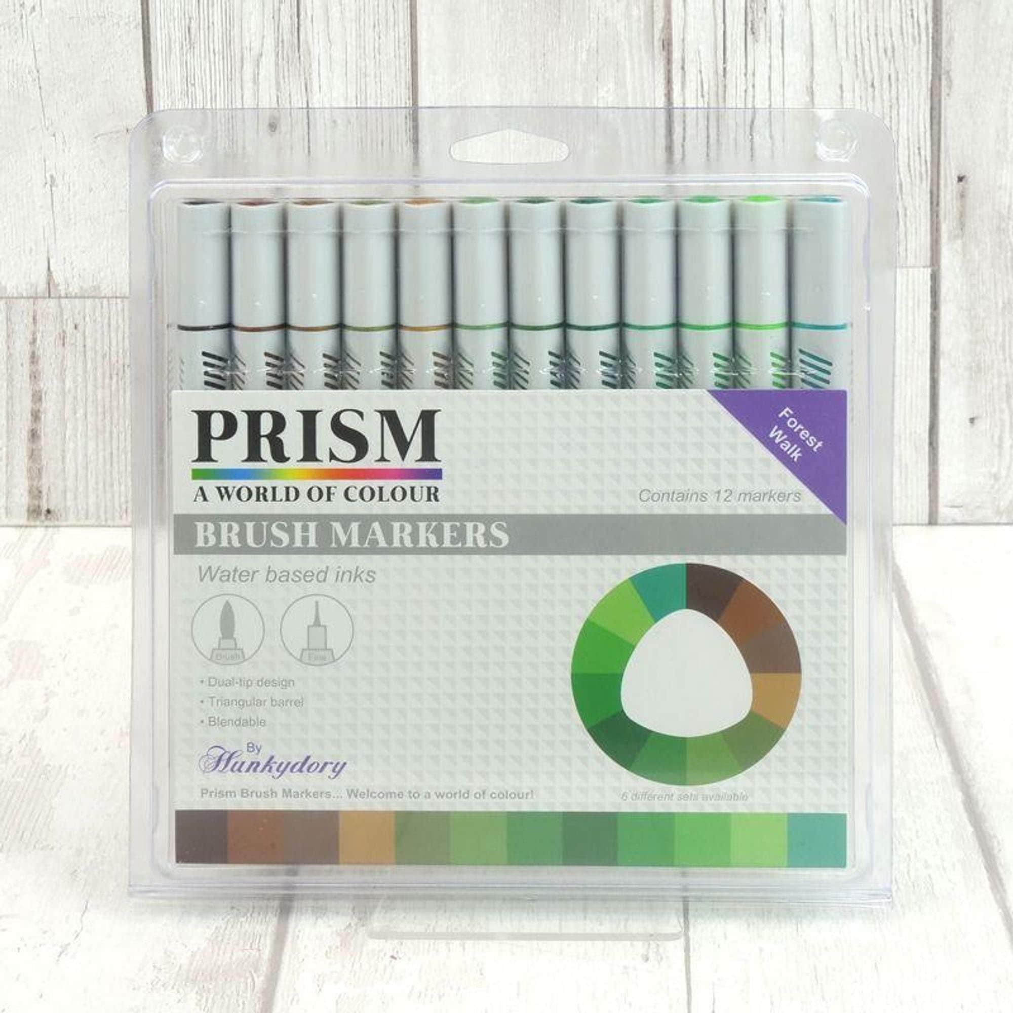 Prism Brush Markers - Forest Walk Set | 24 Dual-Tip Watercolor Markers for Adult Coloring Books, Calligraphy & Bullet Journaling | Perfect for Artists, Students & DIY Craft Projects