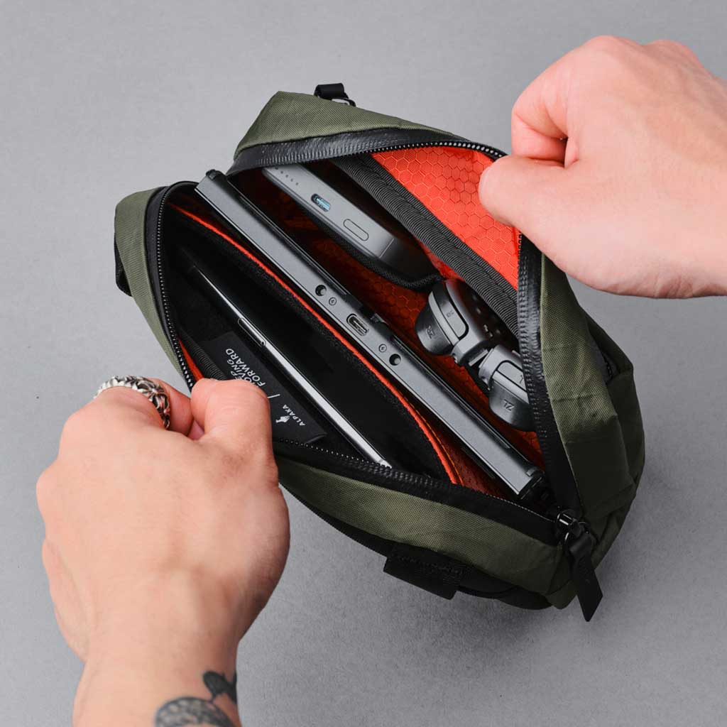Go Sling Nano Dark Green X Pac - Lightweight Crossbody Bag for Travel, Hiking & Everyday Use - Durable Waterproof Design for Men & Women