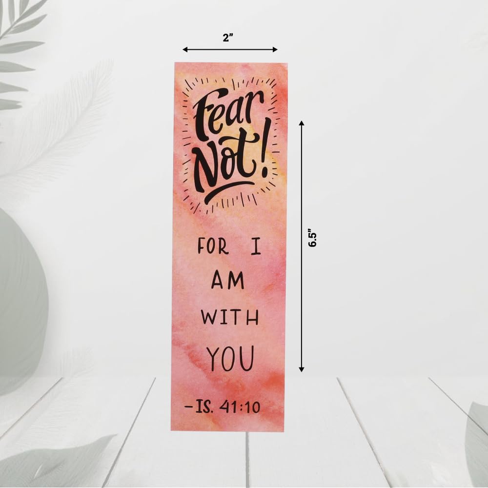 Inspirational Religious Bookmarks with Bible Scriptures - Fear Not Isaiah 41:10 - Christian Bookmarks for Kids, Teens, Men & Women - Pack of 25 - Perfect for Bible Study, Church Gifts & Daily Devotionals