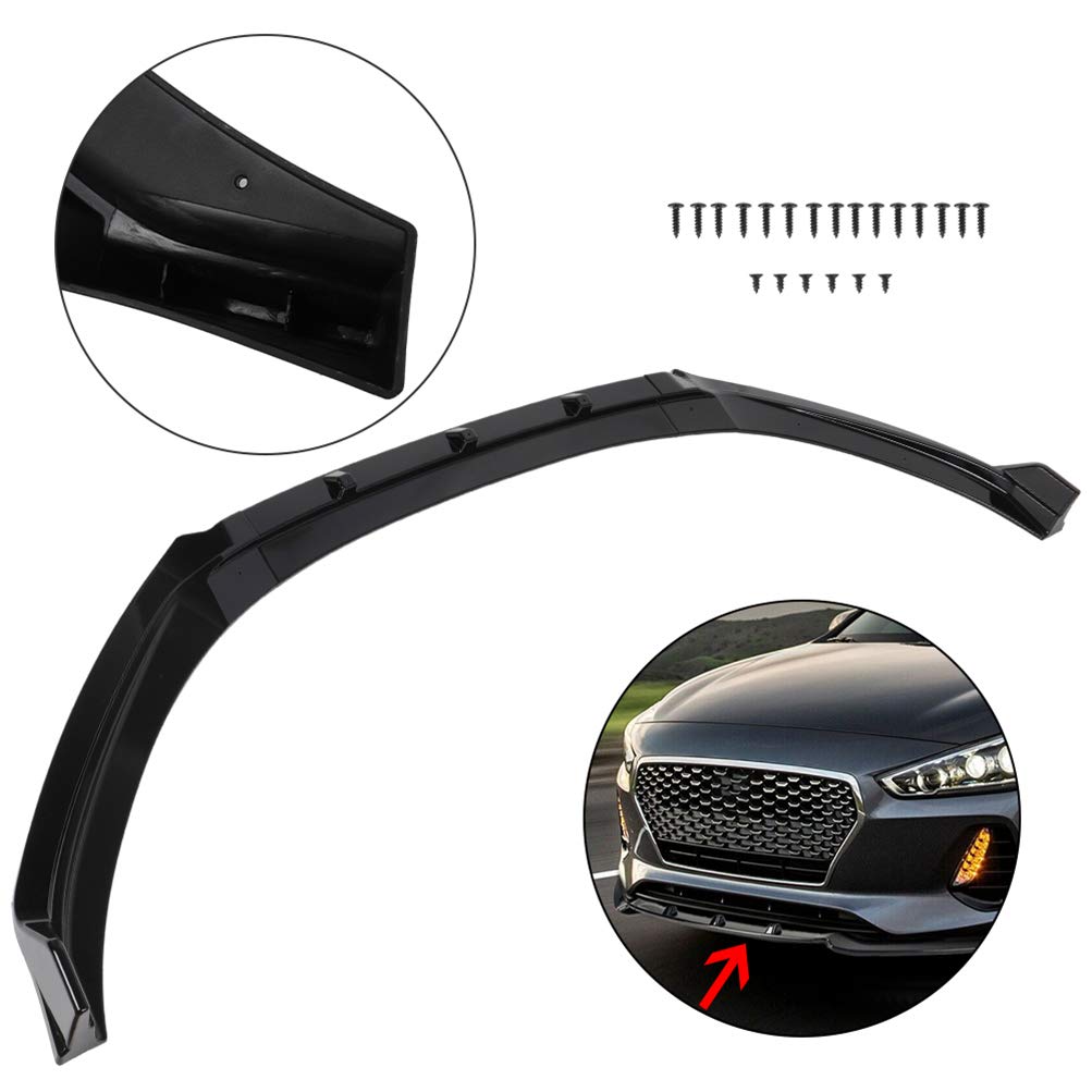OCPTY 3PCS Front Bumper Lip Spoiler Splitter Kit for Hyundai Elantra 2017-2023 - Durable ABS Plastic Car Body Styling Accessory - Enhances Aerodynamics & Sporty Look for Street Racing & Custom Builds