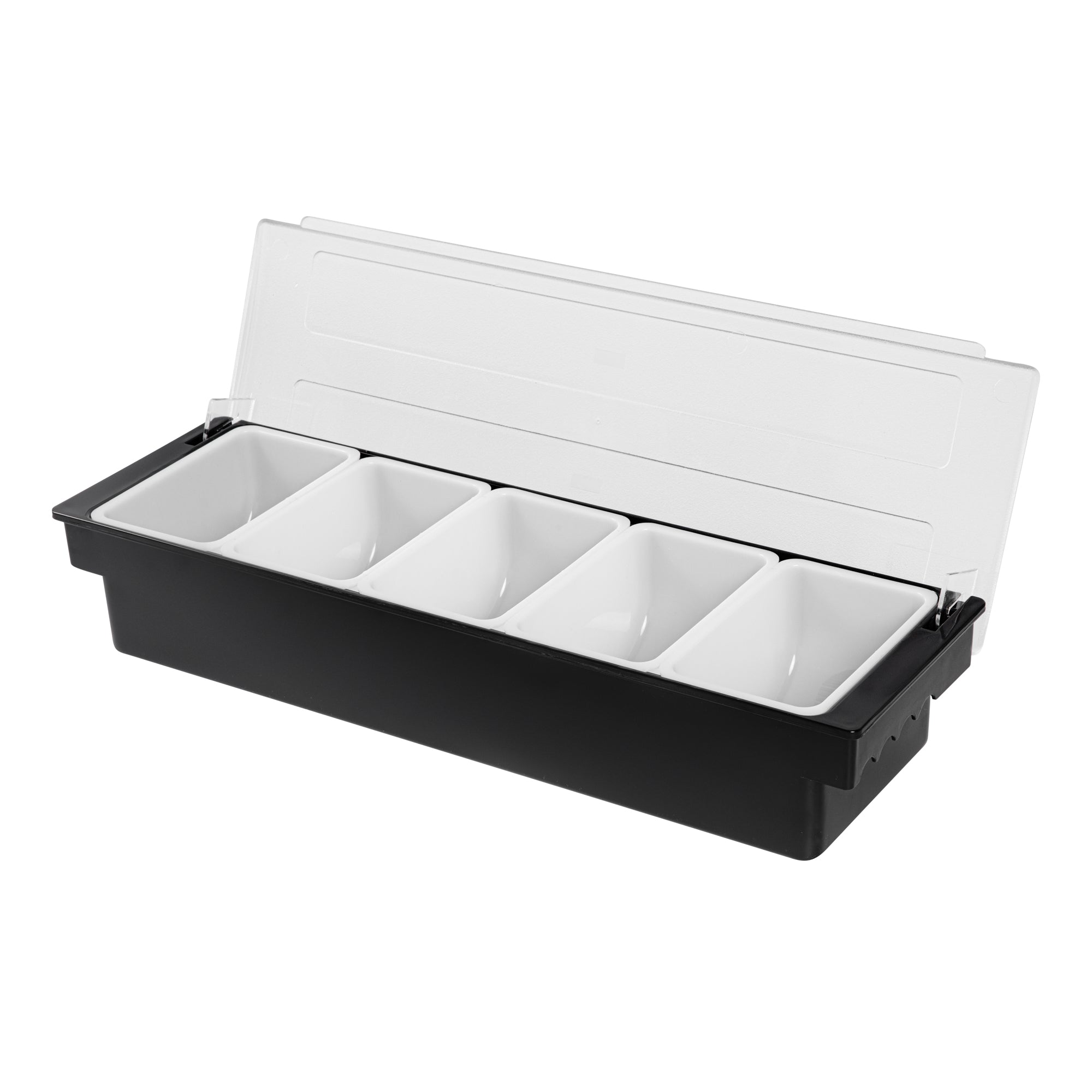 Bar Lux Black Plastic Condiment Caddy - 5 Compartment Organizer (19.5