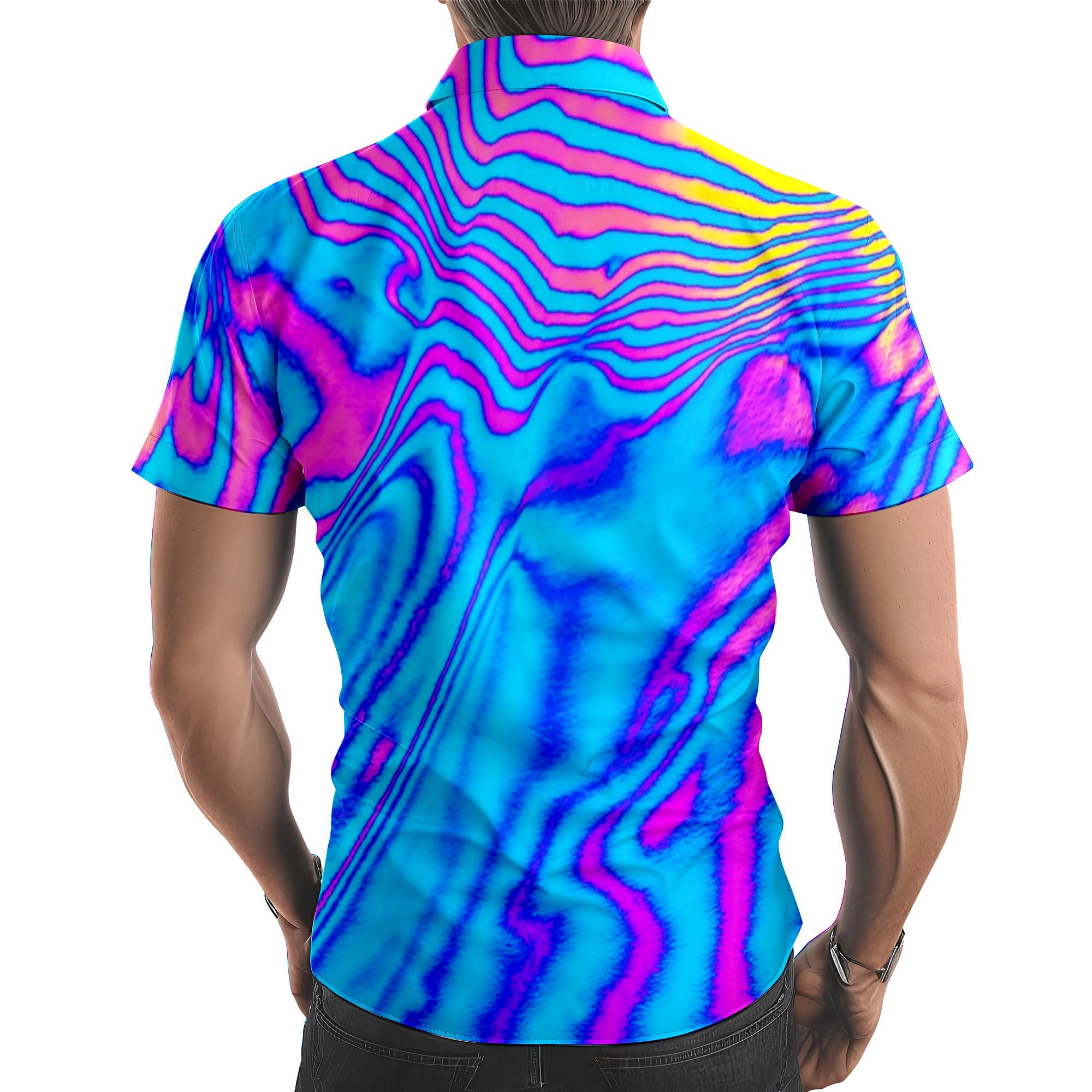 Men's Neon Button-Up Hawaiian Shirts - Vibrant Beach Shirts for Summer & Casual Wear | Perfect for Beach Parties, Vacations & Outdoor Events