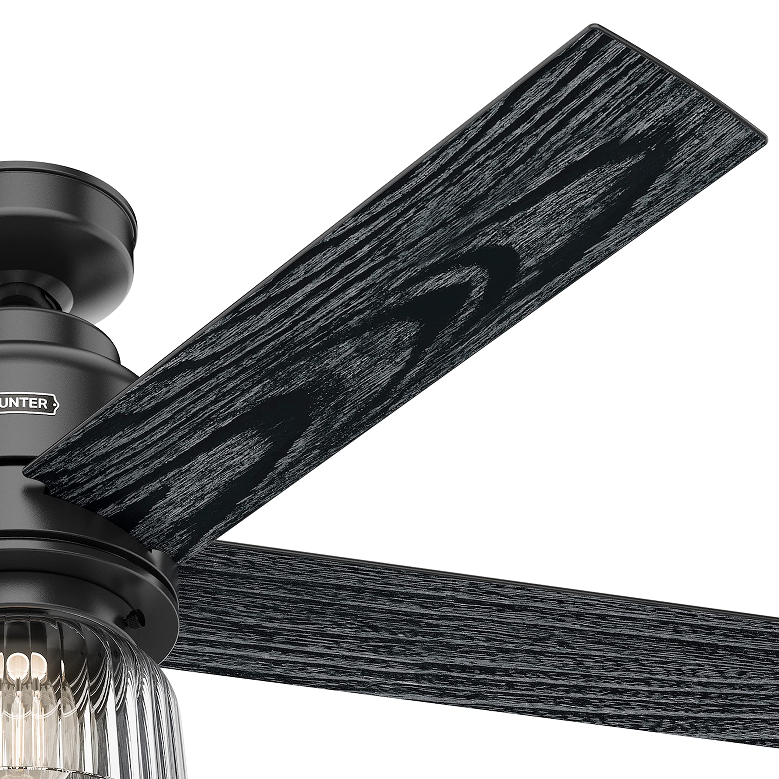 Hunter Fan 52 Inch Modern Matte Black Ceiling Fan with Wall Control & Light Kit - 5 Blade Indoor Cooling Fan for Living Room, Bedroom, or Office (Renewed)