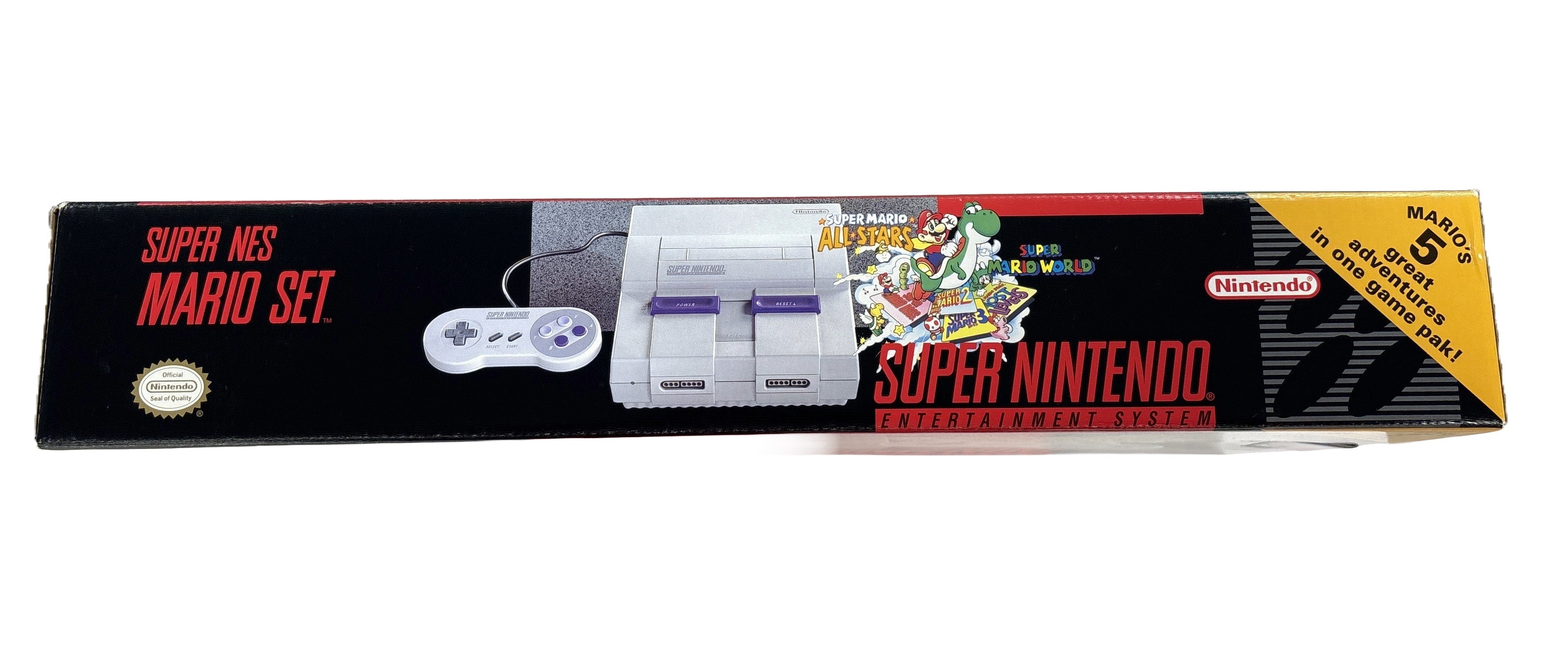 Original Super NES Mario Set SNES Nintendo Box Only - Collector's Edition Display Case for Retro Gaming Enthusiasts - Perfect for Nostalgic Home Decor or Gaming Room Display