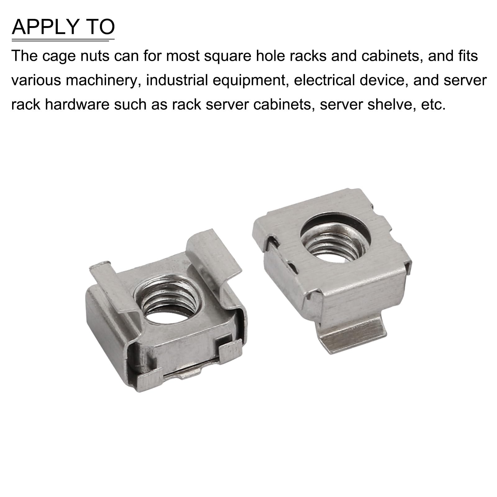 METALLIXITY M6x13mm Stainless Steel Cage Nuts (5-Pack) - Silver Rack Mount Hardware for Server Cabinets & Network Shelves | Perfect for Data Center Equipment Installation & IT Rack Organization
