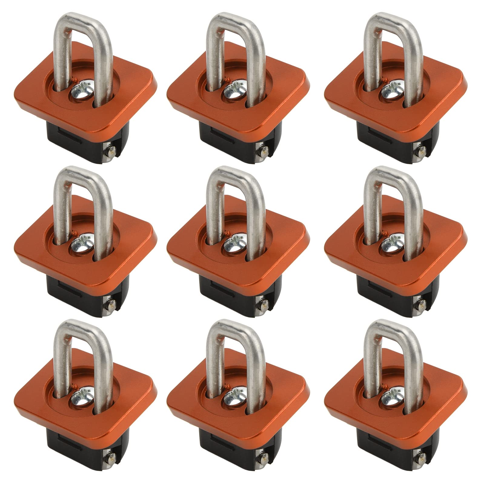9PCS Heavy-Duty Truck Bed Tie Down Anchors - 1000lbs Load Capacity, Compatible with Chevy Silverado 2007-2021 (Orange) - Perfect for Securing Cargo, Camping Gear & Motorcycle Transport