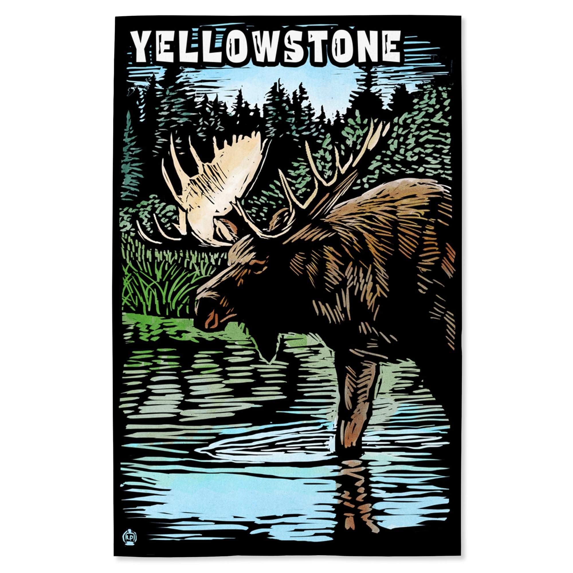 Lantern Press 16x24 Inch Giclee Art Print - Yellowstone National Park Moose Scratchboard Wall Decor | Perfect for Living Room, Bedroom & Office