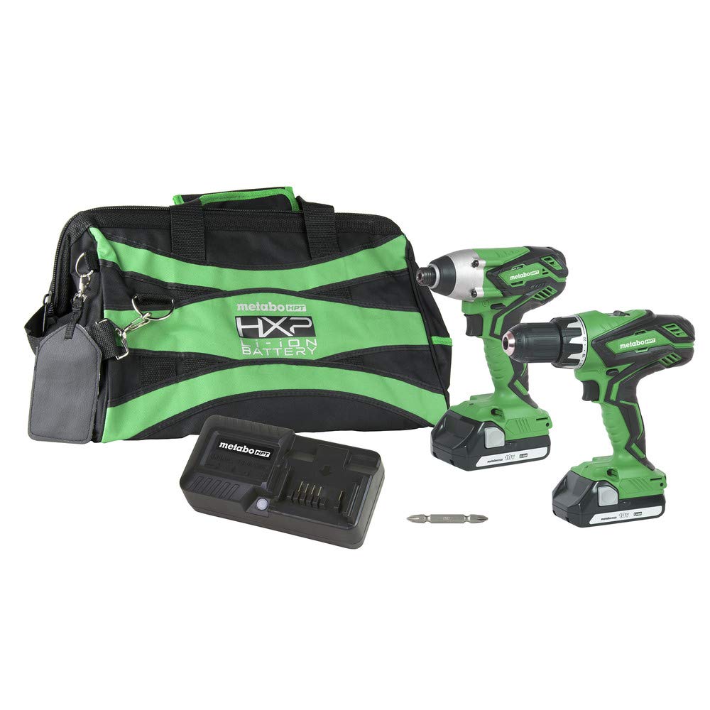 Metabo HPT KC18DGLS 18V Cordless Hammer Drill & Impact Driver Combo Kit with 2 x 1.5Ah Li-ion Batteries, Variable Speed, LED Light - Perfect for DIY Projects, Home Repairs & Professional Construction Work