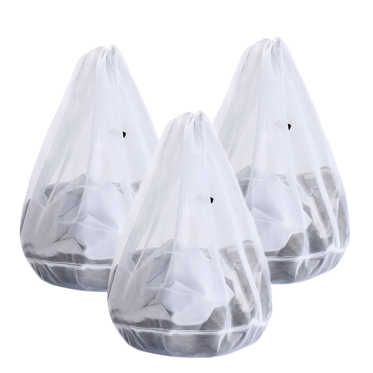 ARZASGO Large Laundry Bags - Pack of 3 Heavy Duty Drawstring Washing Bags for Delicates, Clothes, Coats & Blankets | Durable Mesh Fabric | Perfect for Travel, College Dorms & Home Organization