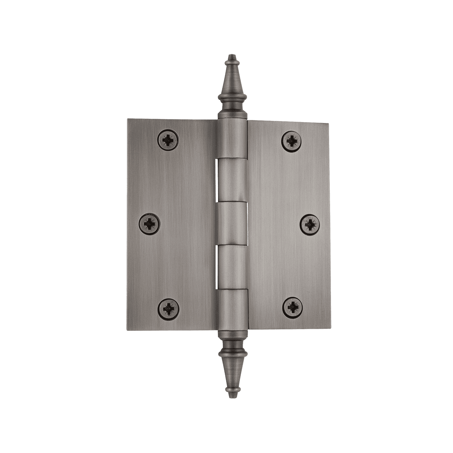 3.5 Inch Steeple Tip Residential Hinge with Square Corners in Antique Pewter Finish - Perfect for Cabinet Doors, Furniture, and DIY Home Improvement Projects