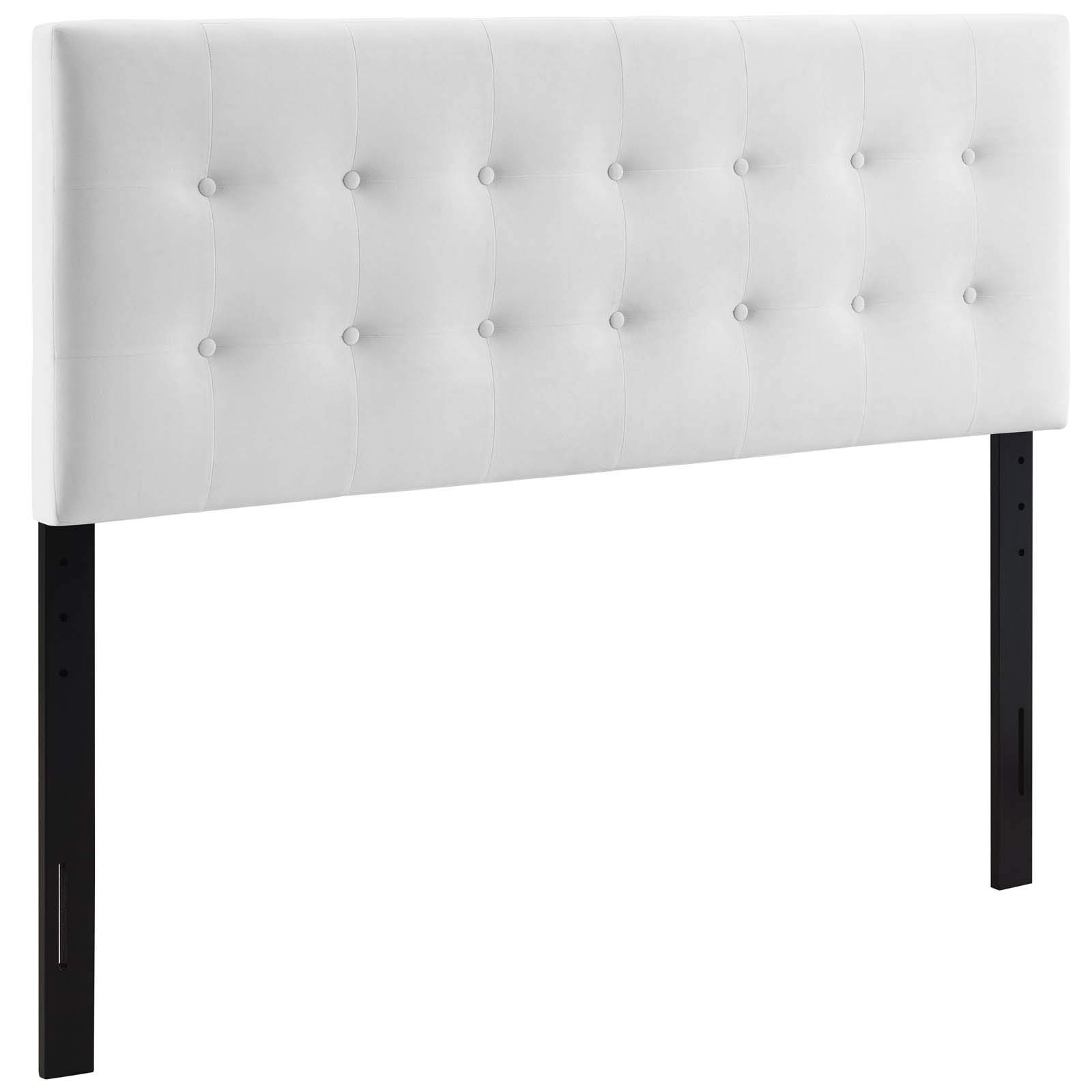 Modway Emily Queen Size Upholstered Headboard - Soft Velvet Fabric, Biscuit Tufted Design, White | Perfect for Bedroom Decor & Luxury Master Suite Upgrade