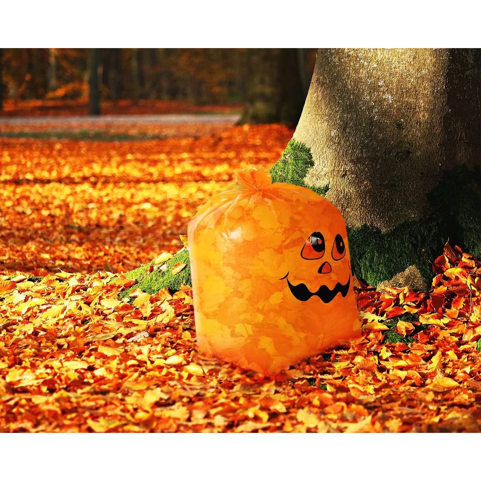 Juvale 6-Pack Halloween Leaf Lawn Bags - Small & Medium Pumpkin Leaf Bags for Fall Outdoor Decorations (Orange) | Perfect for Yard, Garden, and Halloween Party Decor