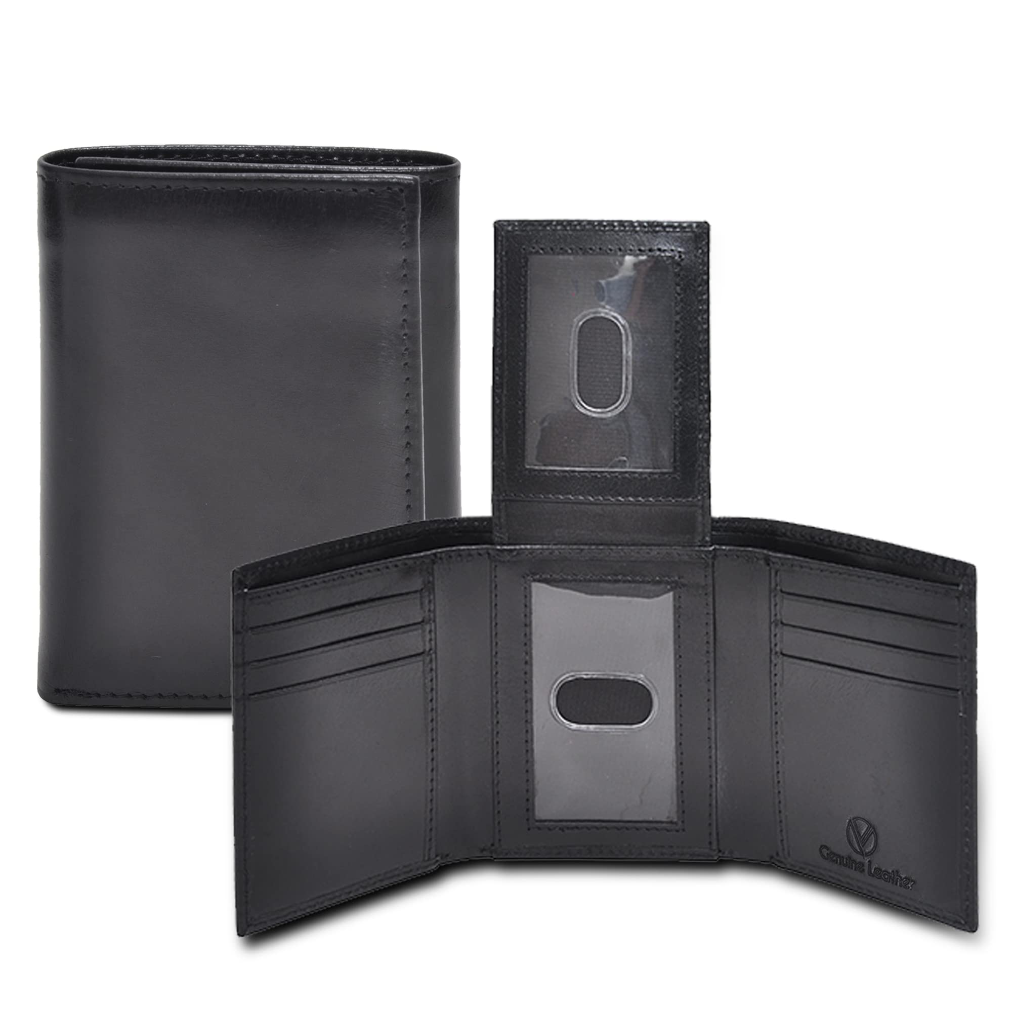 Genuine Leather RFID Blocking Slim Trifold Wallet for Men - 9 Card Slots, 2 ID Windows & 2 Note Compartments | Perfect for Travel, Business & Everyday Use