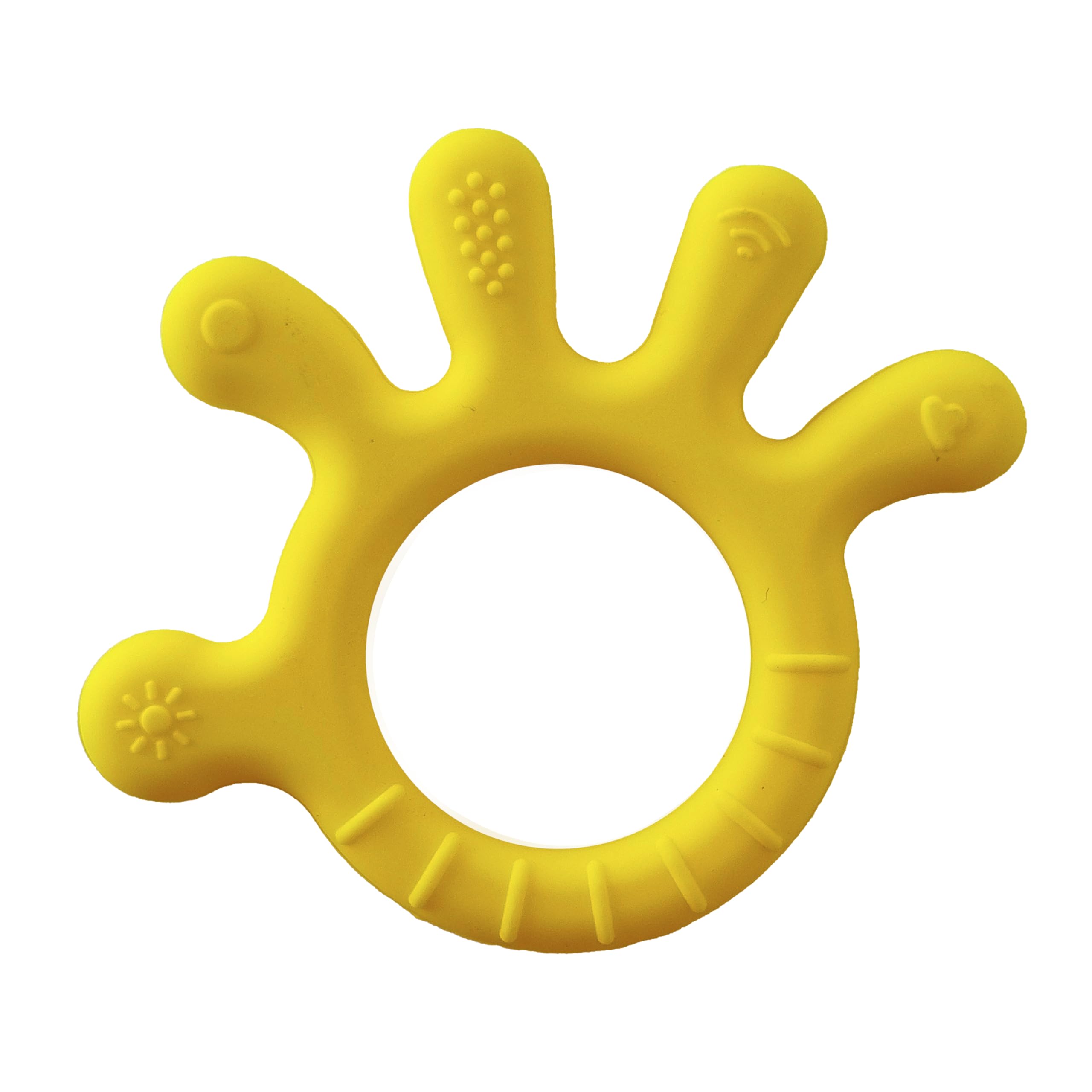 Chic Buddy Silicone Teether for Babies 3-12 Months - BPA Free Teething Toy with Soft Textures to Soothe Gums | Easy to Clean, No-Choke Design (Finger Delight Yellow) | Perfect for Home, Travel & Daycare Use