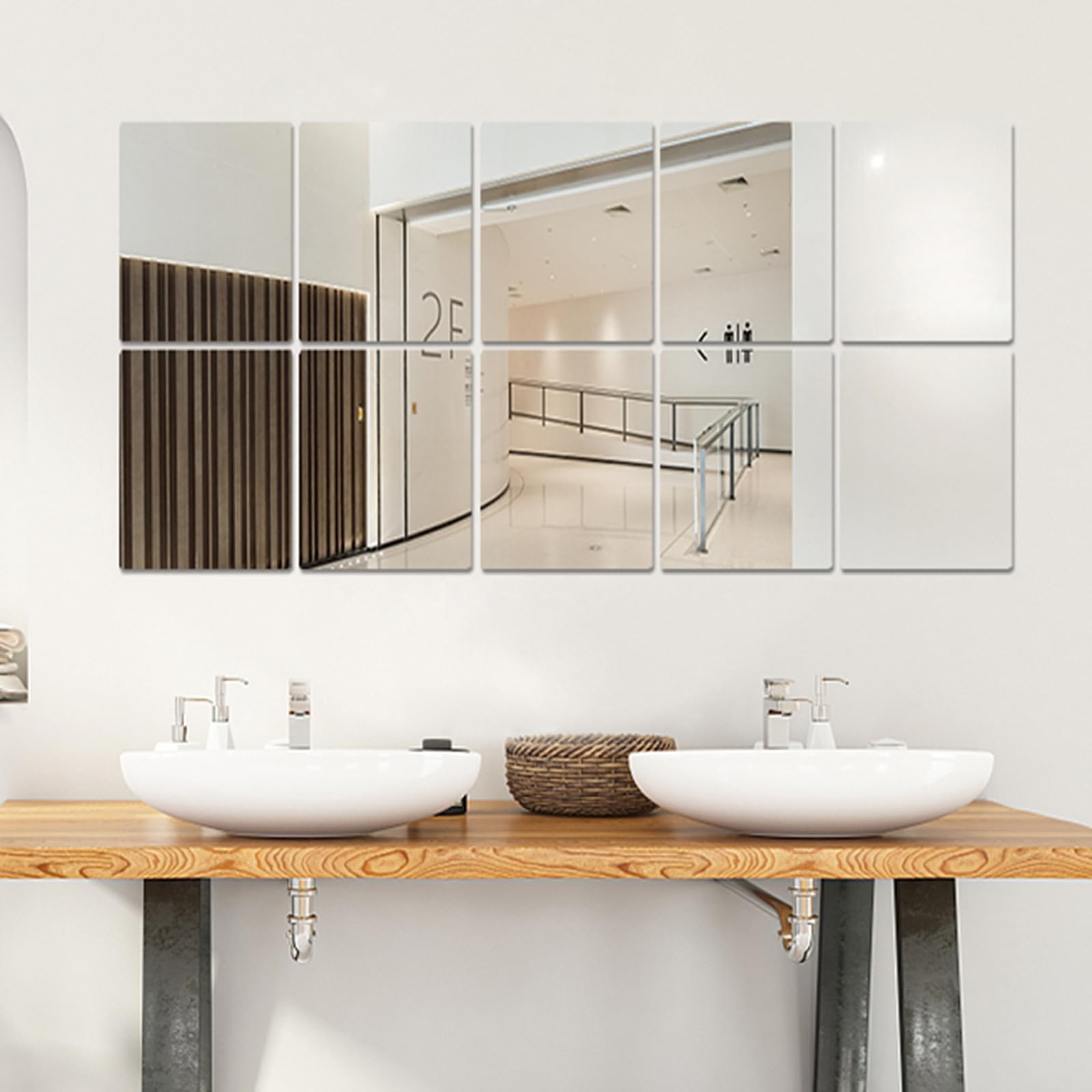 8x6 Inches Self-Adhesive Acrylic Mirror Tiles - Waterproof Flexible Mirror Wall Stickers (4 Pack) for Bathroom, Bedroom, Gym & Home Decor - Perfect for Vanity, Closet Doors, Dance Studios & DIY Projects