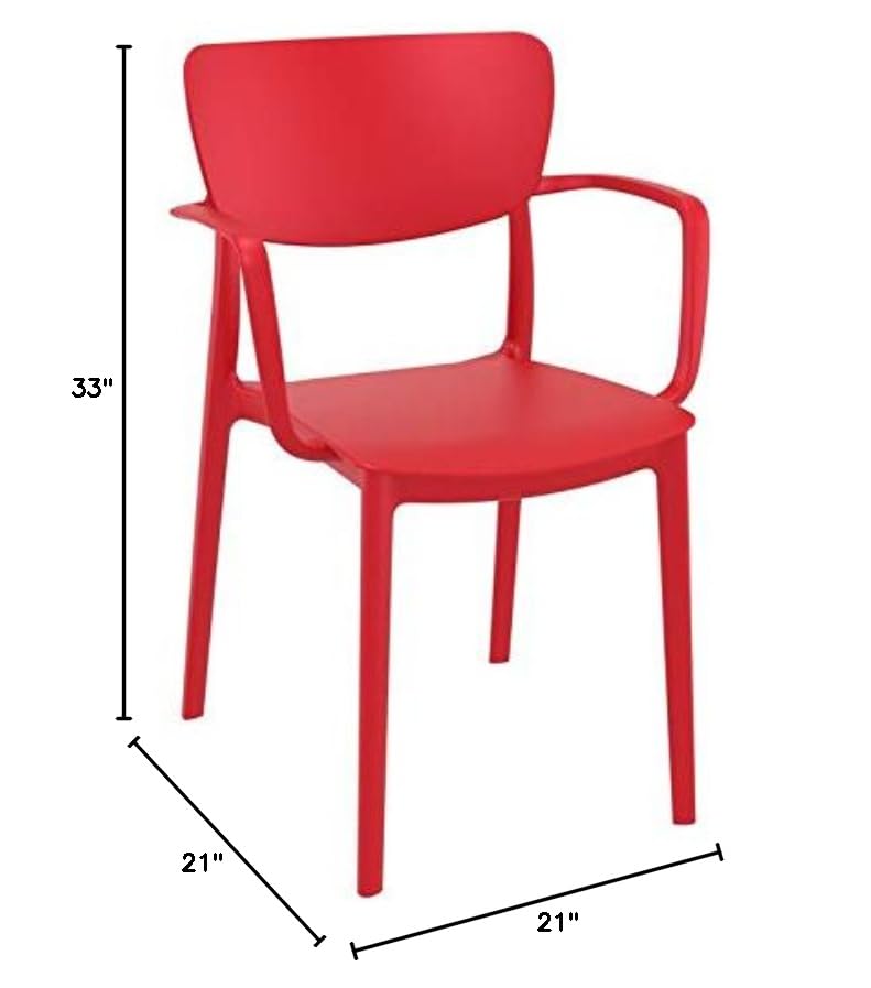 Premium Lisa Outdoor Dining Arm Chairs (Set of 2) - Weather-Resistant Red Patio Furniture for Garden, Poolside & Backyard Dining