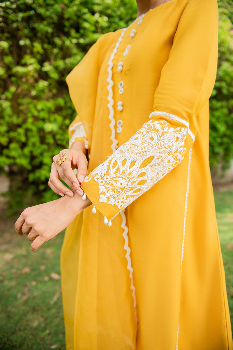 Mustard Izel 2-Piece Set (Shirt & Dupatta) - Stylish Ethnic Outfit for Women, Perfect for Festivals, Weddings & Cultural Events