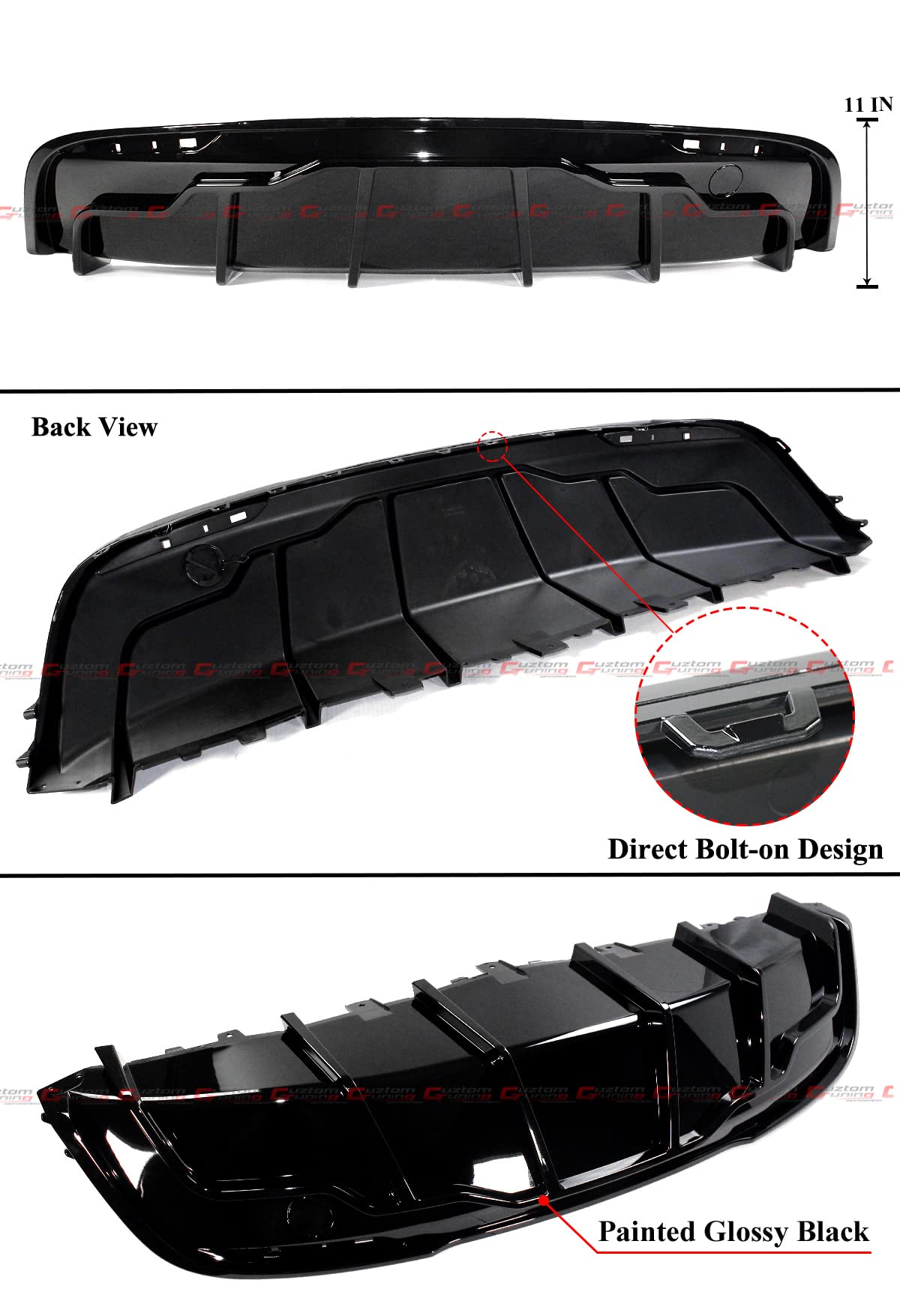 Aggressive Shark Fin Style Rear Bumper Diffuser - Gloss Black Painted with Corner Extensions for 2020-2022 Tesla Model Y | Enhances Aerodynamics & Sporty Look for Street Racing & Car Shows