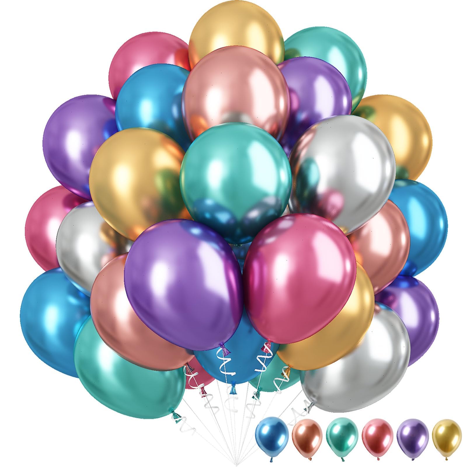 XEANCO 50 Pcs 10 Inch Metallic Latex Balloons for Party Decorations - Wedding, Birthday, Baby Shower & Anniversary Celebrations - Premium Quality Decorative Balloons for Indoor & Outdoor Events
