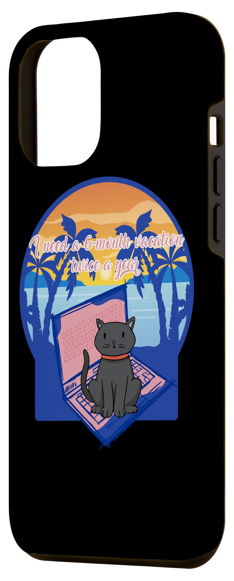 iPhone 12 Pro Max Case - Stylish Cat Digital Nomad Design for Vacation & Beach Use - Durable Protective Cover for Work & Travel