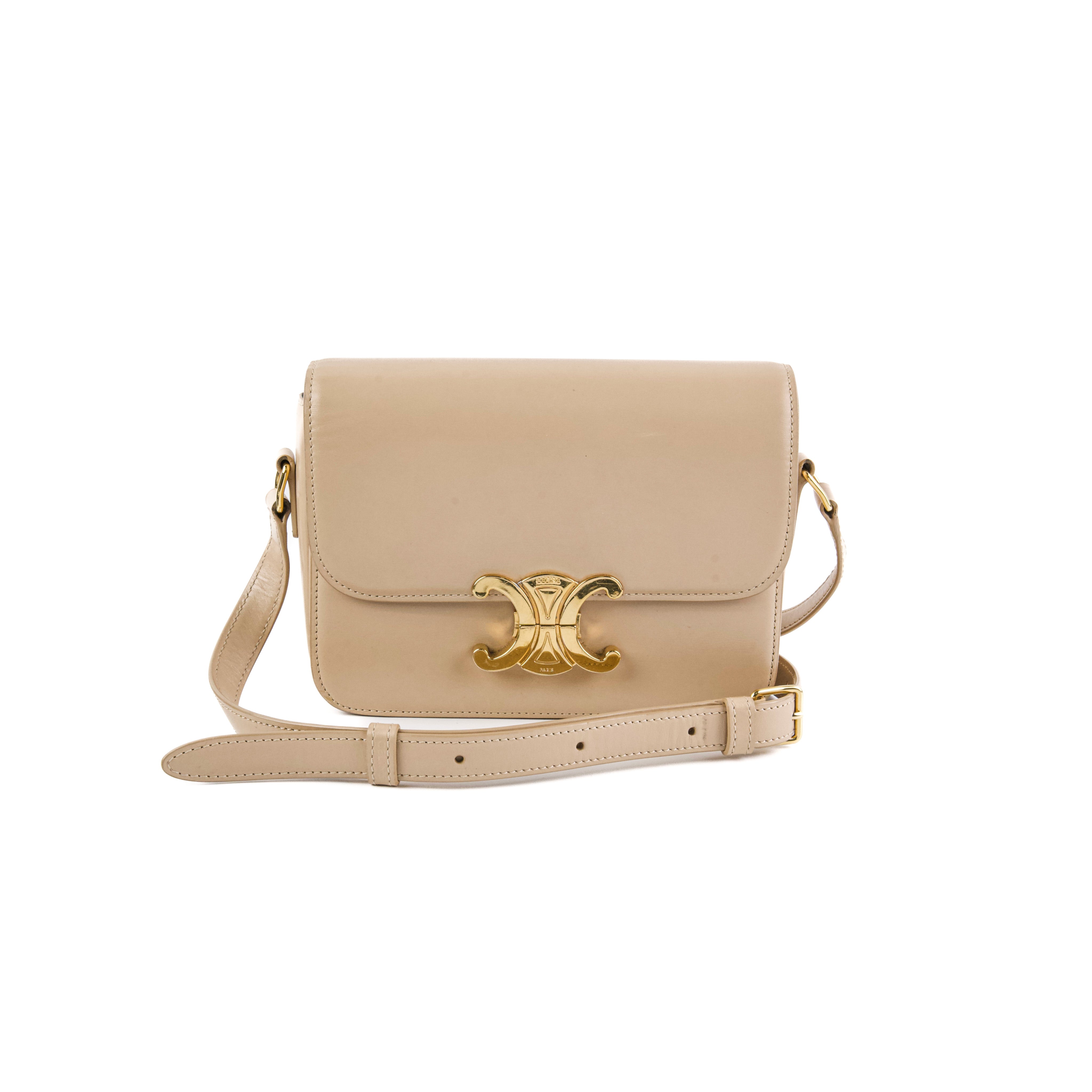 Celine Small Triomphe Box Bag - Genuine Leather Crossbody Purse for Women | Perfect for Work, Date Night & Everyday Use