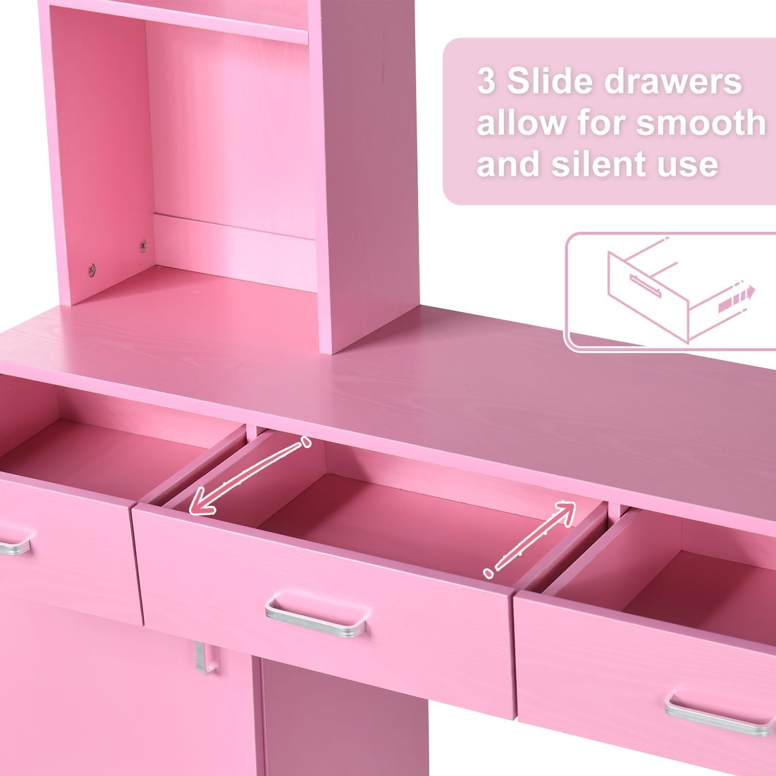 Professional Barber Station for Hair Stylists - Salon Wall Mount Cabinet with Hair Dryer Holder & Storage Drawers - Pink Beauty Salon Equipment for Home & Commercial Use