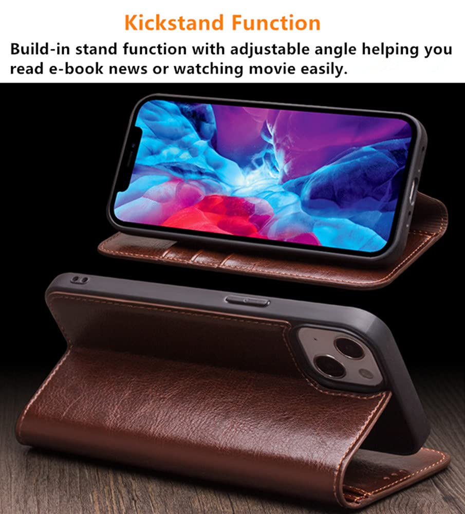Luxury Genuine Leather iPhone 13 Pro Max Wallet Case – Handmade Flip Cover with Card Slots, Kickstand & Durable Frame | Business & Fashion Accessory for iPhone 13 Pro Max 6.7