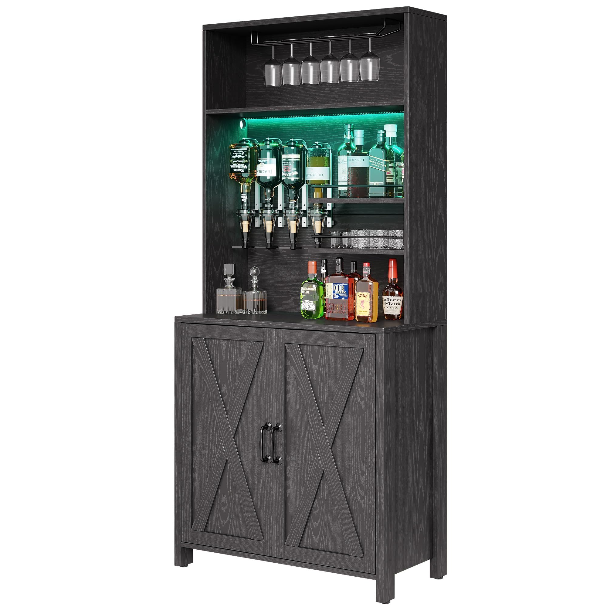 Farmhouse Bar Cabinet with LED Lights - 71