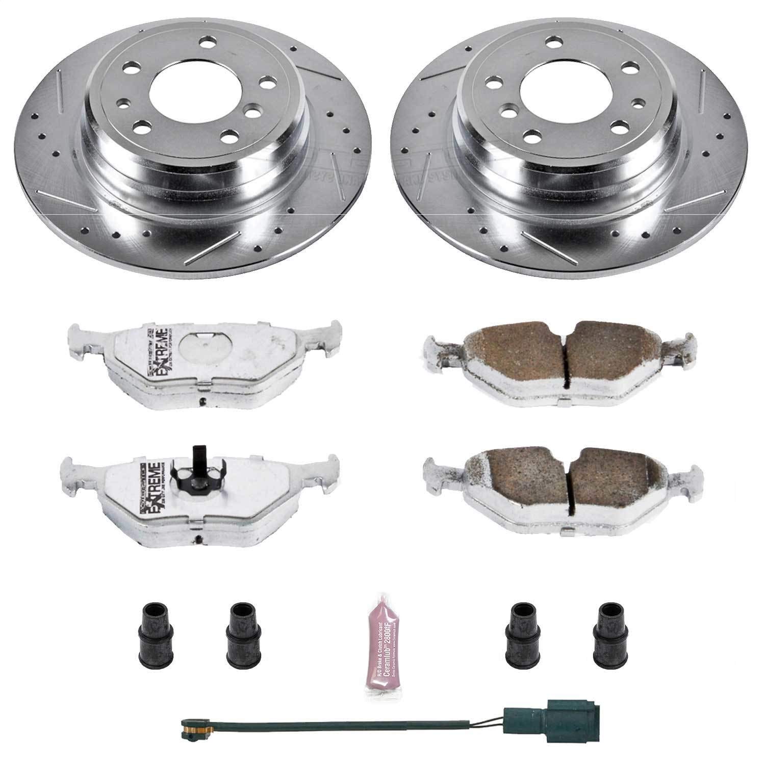Power Stop K393-26 Rear Z26 Carbon Fiber Brake Pads & Drilled Slotted Rotors Kit - High Performance Braking for Trucks, SUVs & Performance Cars - Perfect for Towing, Off-Road & Daily Driving