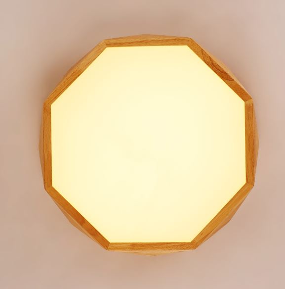 Havano Wooden Octagon Geometric Ceiling Lamp - Modern Handcrafted Wood Lighting for Living Room, Bedroom, and Dining Room