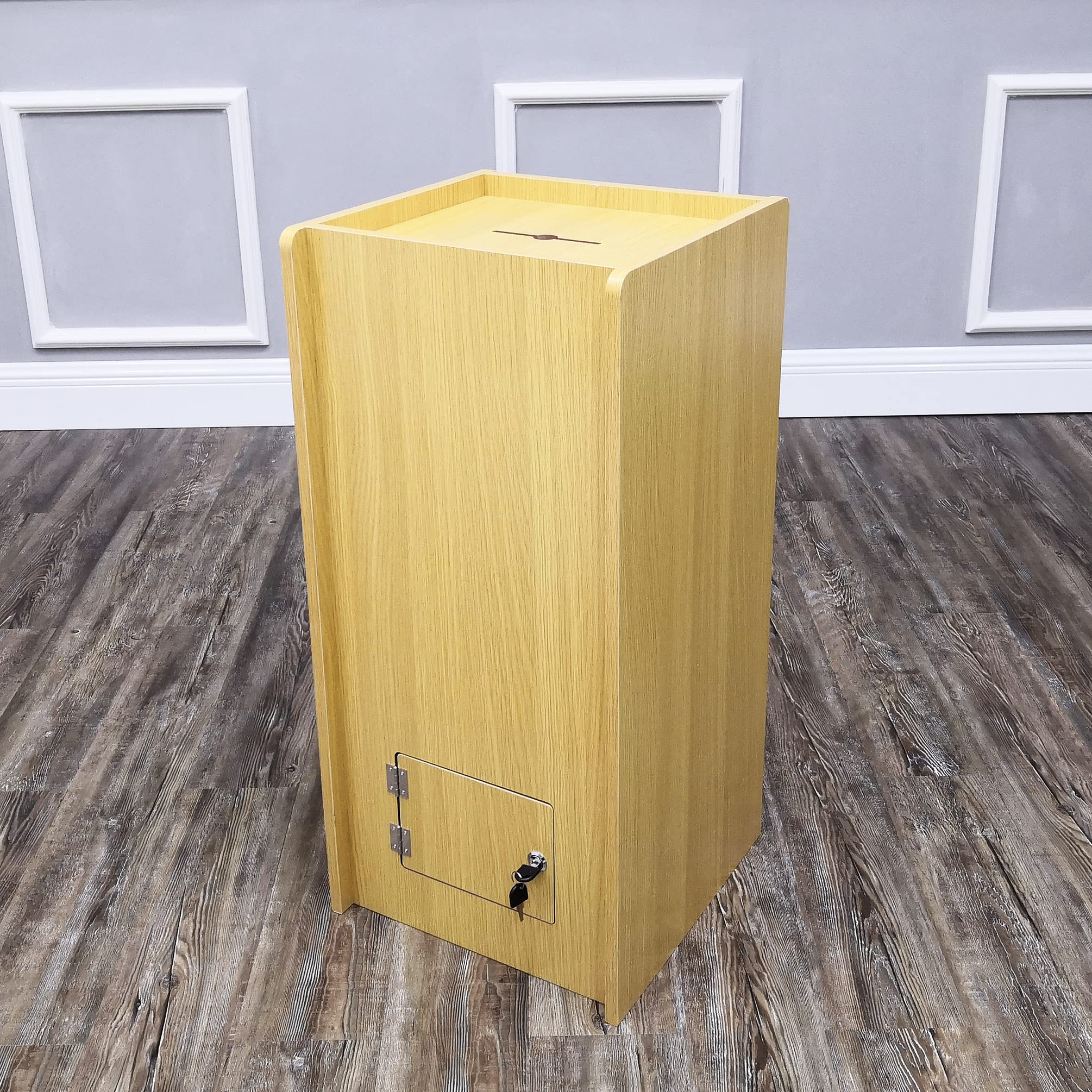 FixtureDisplays® Wooden Donation Box - MDF Veneer Tithing Box for Church, Charity & Fundraising Events - Perfect for Churches, Schools & Non-Profit Organizations