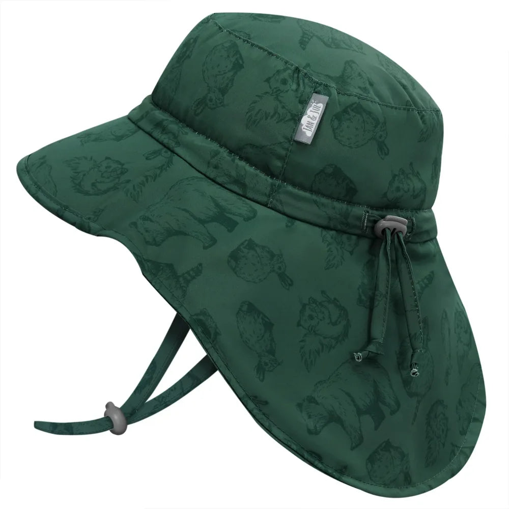 Jan + Jul Aqua Dry Adventure Sun Hat for Kids - UPF 50+ Waterproof Outdoor Hat with Forest Friends Design - Perfect for Beach, Hiking & Summer Activities