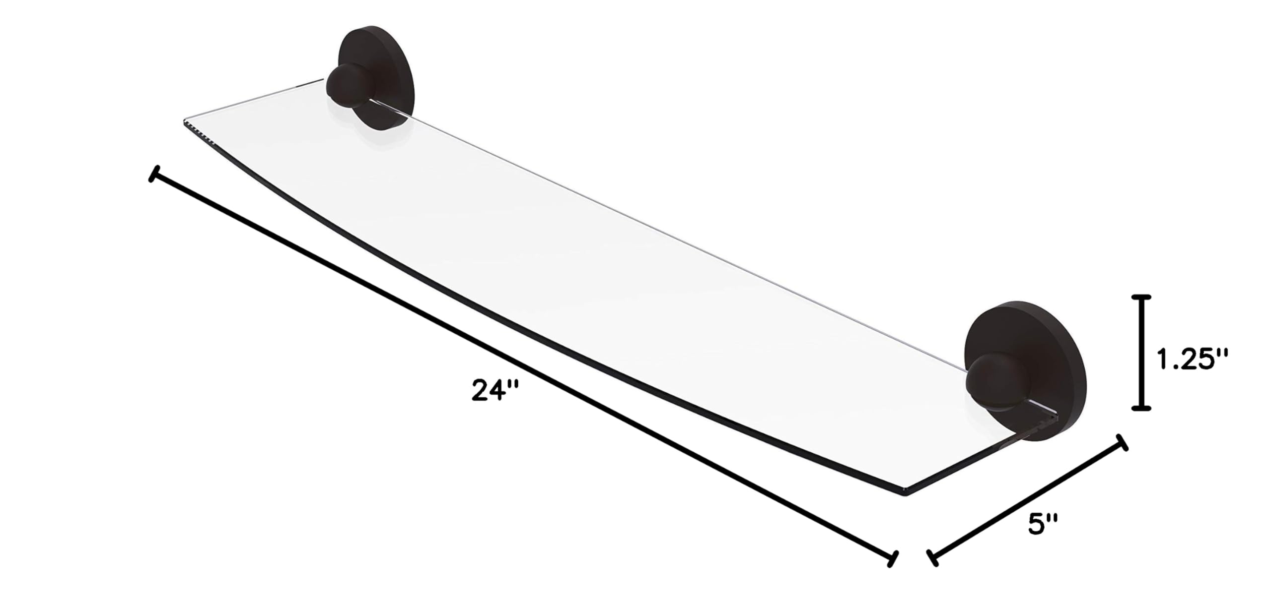 Allied Brass 1033/24 Skyline Collection 24 Inch Glass Shelf in Oil Rubbed Bronze - Perfect for Bathroom, Kitchen, and Living Room Storage & Display