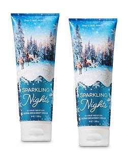 Bath and Body Works Sparkling Nights Ultra Shea Body Cream - 2 Pack (8 Oz Each) - Deeply Moisturizing & Luxurious Body Lotion for Dry Skin - Perfect for Nighttime Skincare Routine & Gift Giving