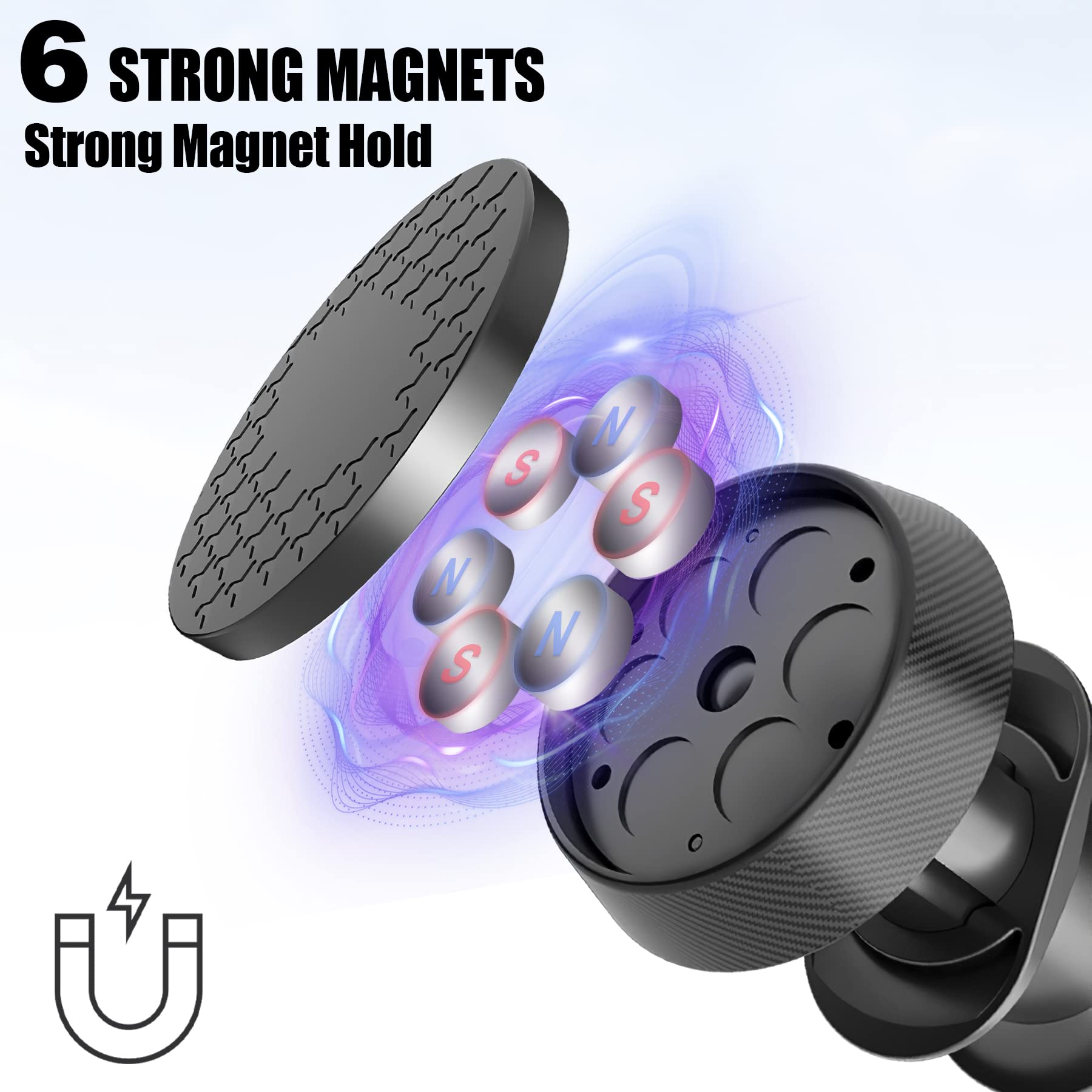 **Amiss Magnetic Car Phone Holder - 6 Strong Magnets for Secure Grip, Hands-Free Air Vent Mount for iPhone, Samsung, Smartphones & Tablets - Perfect for Driving, Navigation & Road Trips**